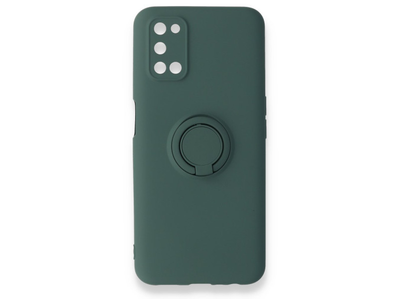 Newface Oppo A92 Kılıf Viktor Yüzüklü Silikon - Koyu Yeşil