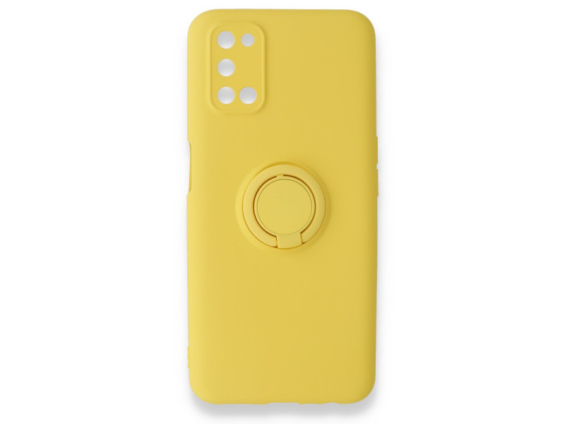 Newface Oppo A92 Kılıf Viktor Yüzüklü Silikon - Sarı