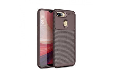 Newface Oppo AX7 Kılıf Focus Karbon Silikon - Kahverengi