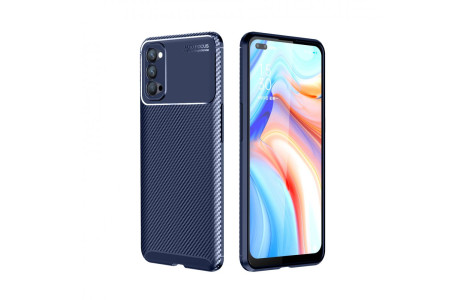 Newface Oppo Reno 4 Kılıf Focus Karbon Silikon - Lacivert