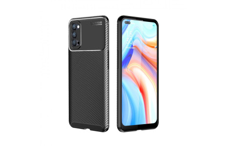Newface Oppo Reno 4 Kılıf Focus Karbon Silikon - Siyah