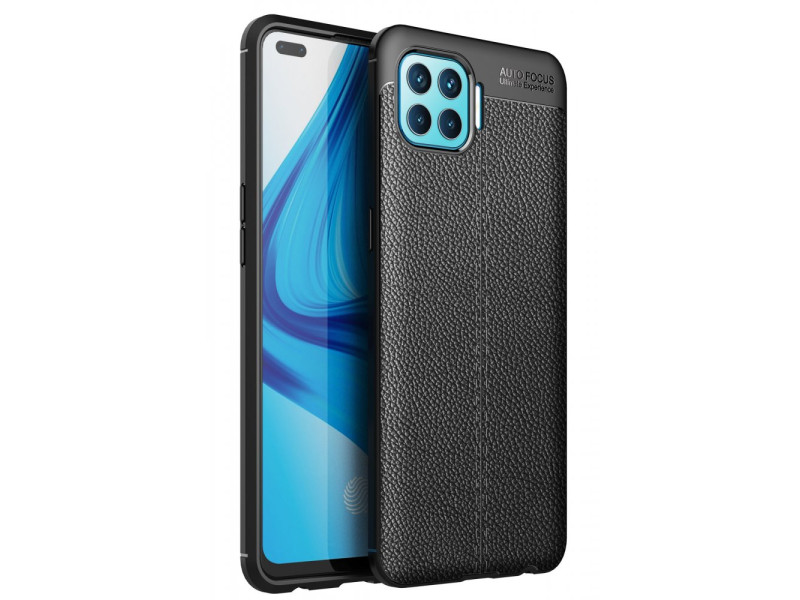 Newface Oppo Reno 4 Lite Kılıf Focus Derili Silikon - Siyah