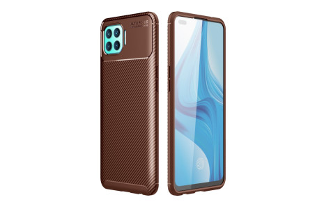 Newface Oppo Reno 4 Lite Kılıf Focus Karbon Silikon - Kahverengi