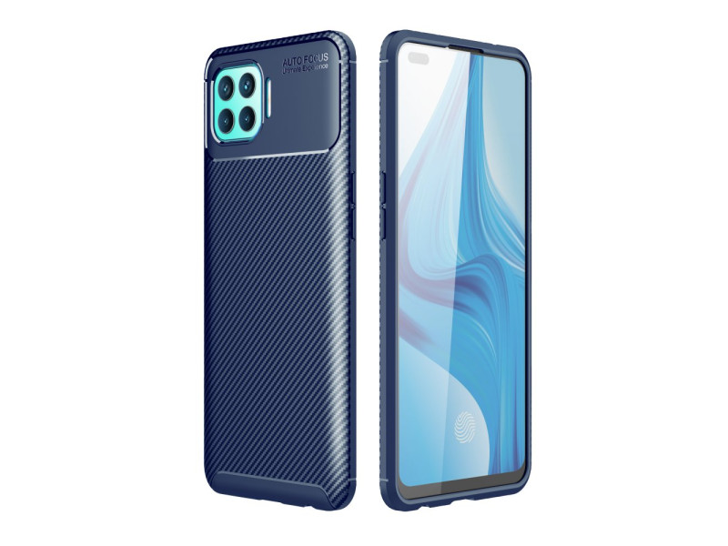 Newface Oppo Reno 4 Lite Kılıf Focus Karbon Silikon - Lacivert