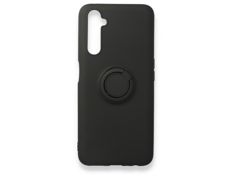Newface Realme 6 Pro Kılıf Viktor Yüzüklü Silikon - Siyah