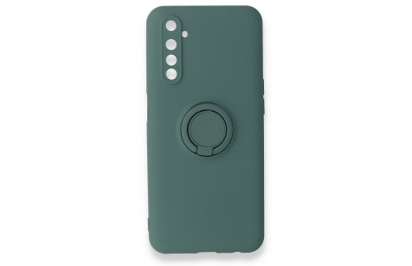 Newface Realme 6 Kılıf Viktor Yüzüklü Silikon - Koyu Yeşil