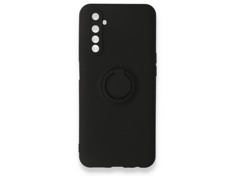 Newface Realme 6 Kılıf Viktor Yüzüklü Silikon - Siyah