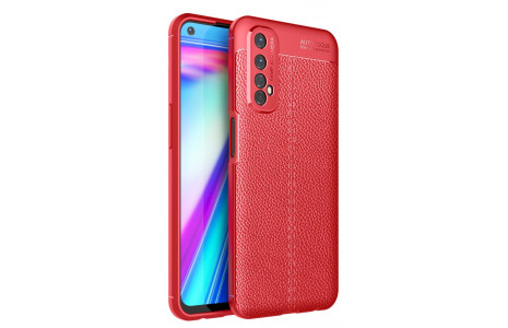 Newface Realme 7 Kılıf Focus Derili Silikon - Kırmızı