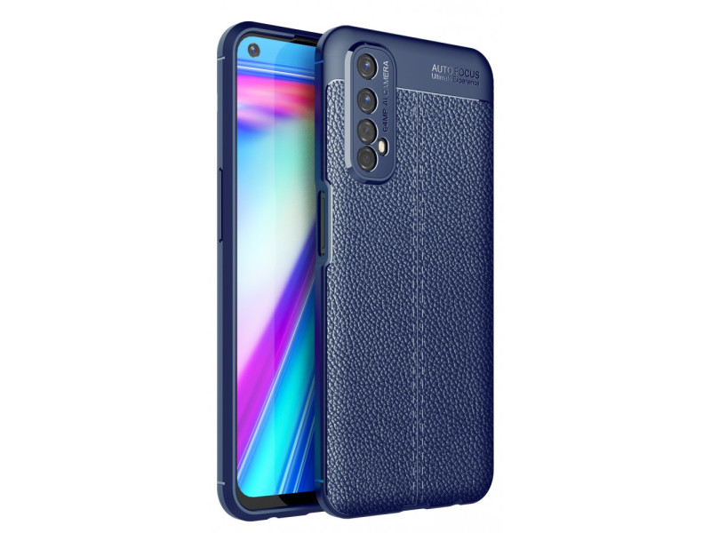 Newface Realme 7 Kılıf Focus Derili Silikon - Lacivert
