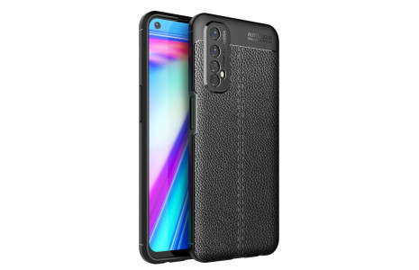 Newface Realme 7 Kılıf Focus Derili Silikon - Siyah
