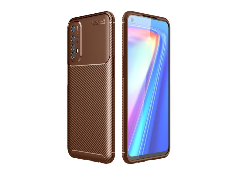 Newface Realme 7 Kılıf Focus Karbon Silikon - Kahverengi