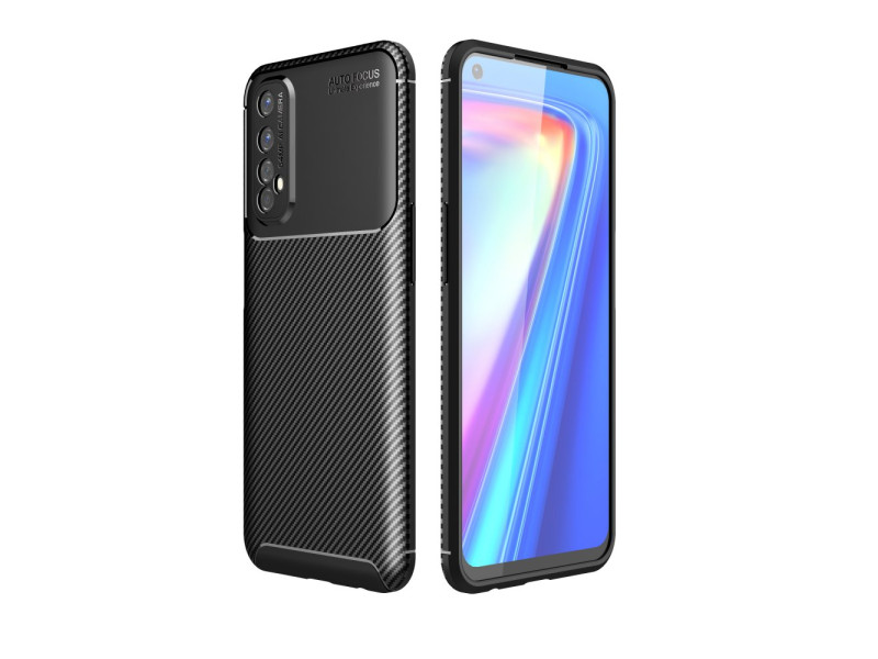 Newface Realme 7 Kılıf Focus Karbon Silikon - Siyah