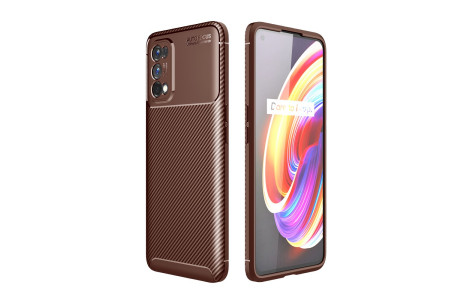 Newface Realme 7 Pro Kılıf Focus Karbon Silikon - Kahverengi
