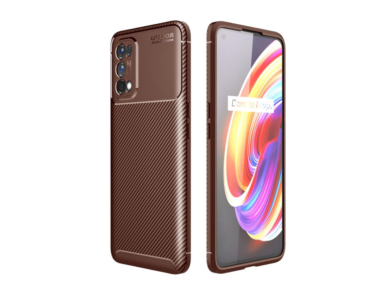 Newface Realme 7 Pro Kılıf Focus Karbon Silikon - Kahverengi