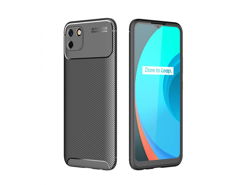 Newface Realme C11 Kılıf Focus Karbon Silikon - Siyah