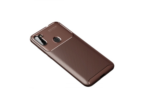 Newface Samsung Galaxy A11 Kılıf Focus Karbon Silikon - Kahverengi