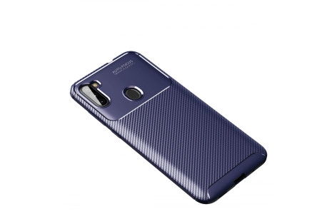 Newface Samsung Galaxy A11 Kılıf Focus Karbon Silikon - Lacivert