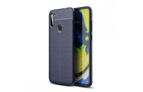 Newface Samsung Galaxy A11 Kılıf Focus Derili Silikon - Lacivert