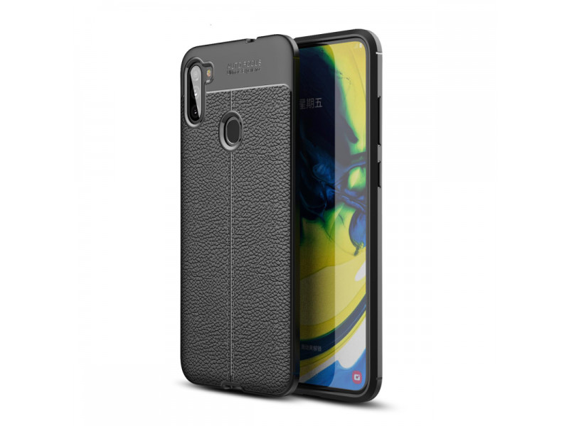 Newface Samsung Galaxy A11 Kılıf Focus Derili Silikon - Siyah