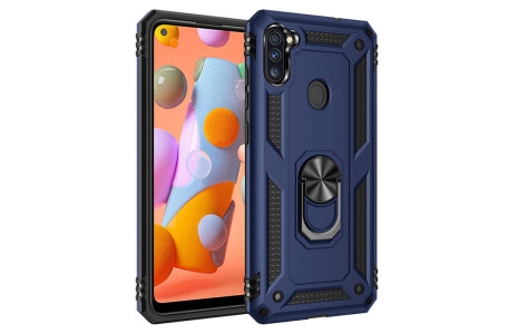 Newface Samsung Galaxy A11 Kılıf Sofya Yüzüklü Silikon Kapak - Lacivert