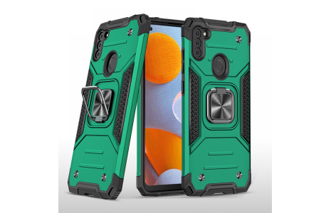 Newface Samsung Galaxy A11 Kılıf Zegna Yüzüklü Silikon Kapak - Koyu Yeşil