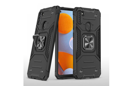 Newface Samsung Galaxy A11 Kılıf Zegna Yüzüklü Silikon Kapak - Siyah
