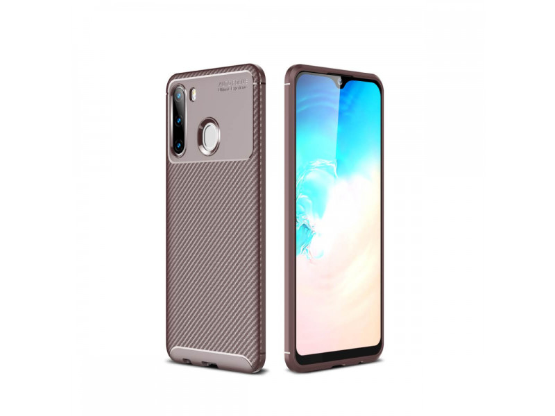 Newface Samsung Galaxy A21 Kılıf Focus Karbon Silikon - Kahverengi