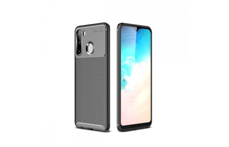 Newface Samsung Galaxy A21 Kılıf Focus Karbon Silikon - Siyah