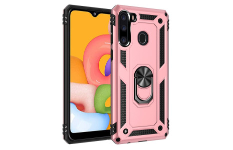 Newface Samsung Galaxy A21 Kılıf Sofya Yüzüklü Silikon Kapak - Rose