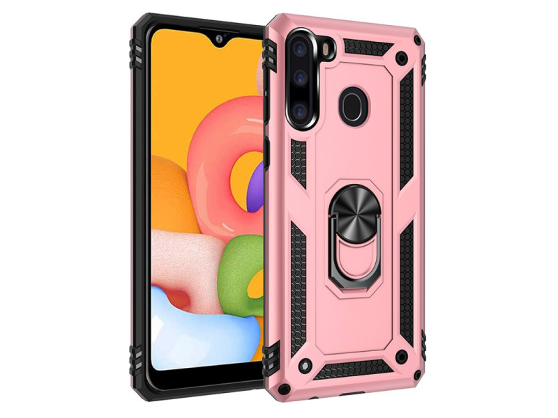 Newface Samsung Galaxy A21 Kılıf Sofya Yüzüklü Silikon Kapak - Rose