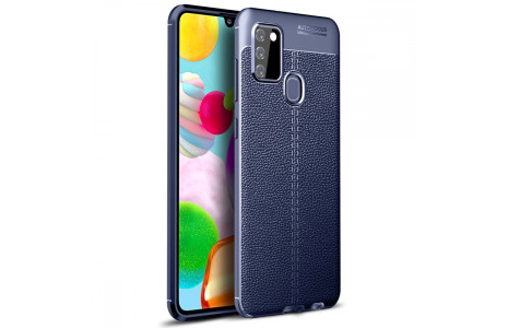 Newface Samsung Galaxy A21S Kılıf Focus Derili Silikon - Lacivert