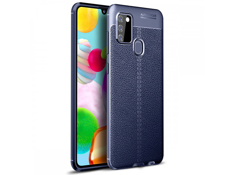 Newface Samsung Galaxy A21S Kılıf Focus Derili Silikon - Lacivert