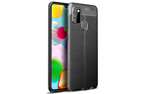 Newface Samsung Galaxy A21S Kılıf Focus Derili Silikon - Siyah