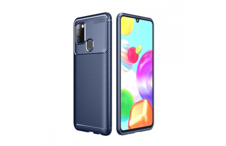 Newface Samsung Galaxy A21S Kılıf Focus Karbon Silikon - Lacivert