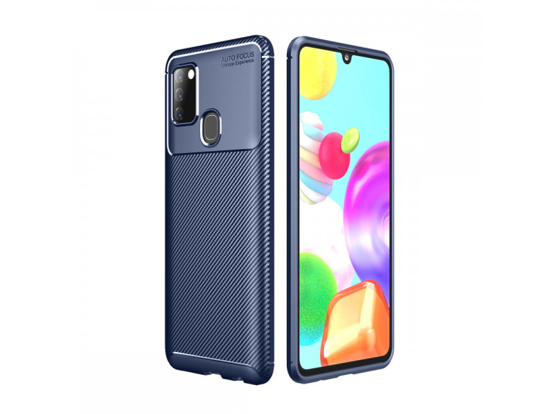 Newface Samsung Galaxy A21S Kılıf Focus Karbon Silikon - Lacivert