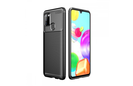 Newface Samsung Galaxy A21S Kılıf Focus Karbon Silikon - Siyah
