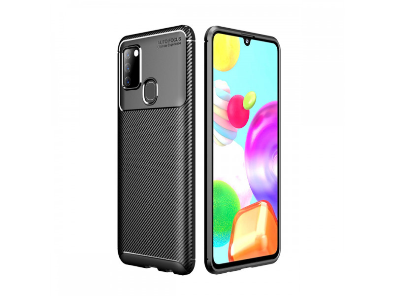 Newface Samsung Galaxy A21S Kılıf Focus Karbon Silikon - Siyah