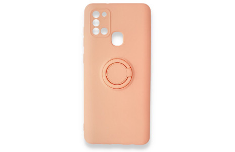 Newface Samsung Galaxy A21S Kılıf Viktor Yüzüklü Silikon - Pudra
