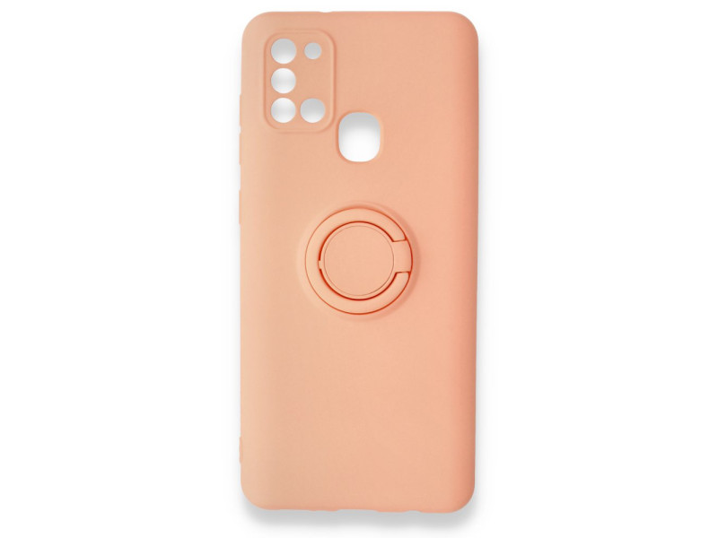 Newface Samsung Galaxy A21S Kılıf Viktor Yüzüklü Silikon - Pudra