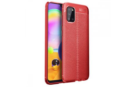 Newface Samsung Galaxy A31 Kılıf Focus Derili Silikon - Kırmızı