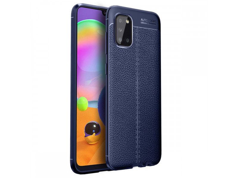 Newface Samsung Galaxy A31 Kılıf Focus Derili Silikon - Lacivert