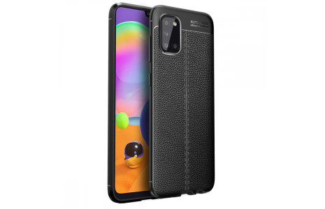 Newface Samsung Galaxy A31 Kılıf Focus Derili Silikon - Siyah
