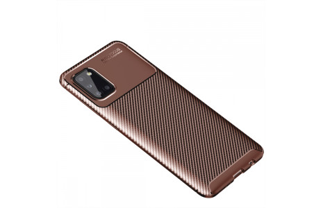 Newface Samsung Galaxy A31 Kılıf Focus Karbon Silikon - Kahverengi