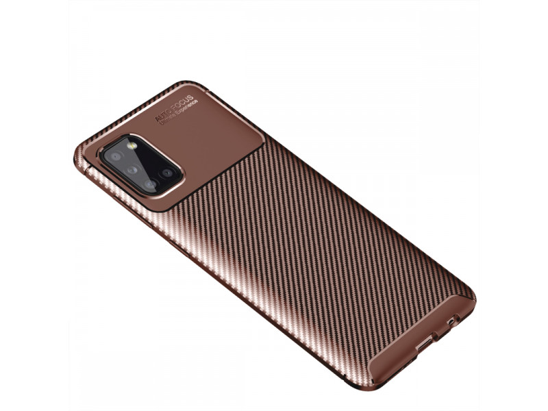 Newface Samsung Galaxy A31 Kılıf Focus Karbon Silikon - Kahverengi