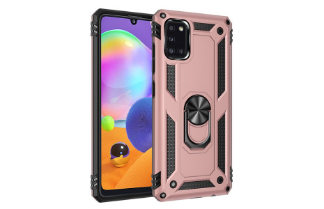 Newface Samsung Galaxy A31 Kılıf Sofya Yüzüklü Silikon Kapak - Rose