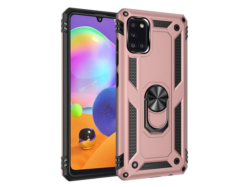 Newface Samsung Galaxy A31 Kılıf Sofya Yüzüklü Silikon Kapak - Rose