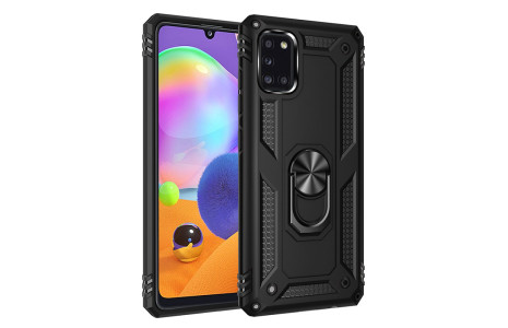 Newface Samsung Galaxy A31 Kılıf Sofya Yüzüklü Silikon Kapak - Siyah