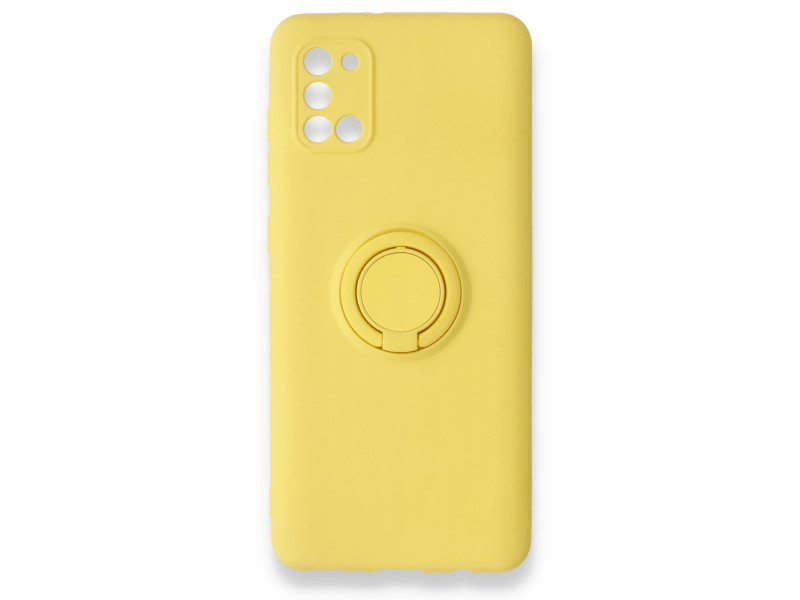 Newface Samsung Galaxy A31 Kılıf Viktor Yüzüklü Silikon - Sarı