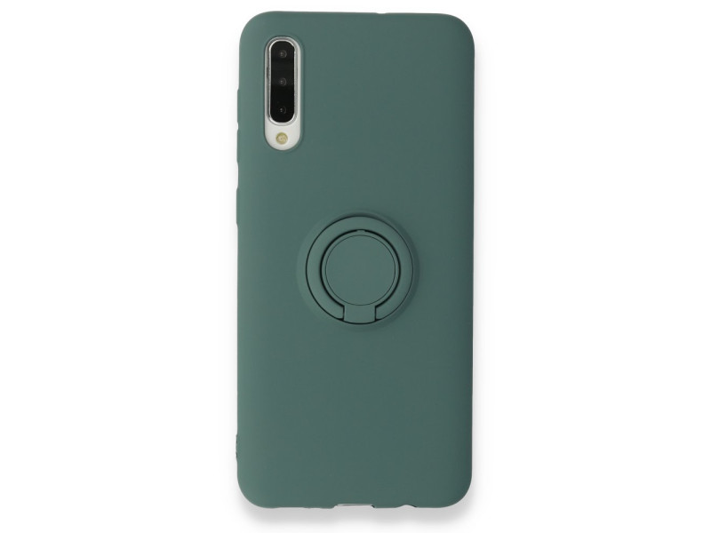 Newface Samsung Galaxy A50S Kılıf Viktor Yüzüklü Silikon - Koyu Yeşil