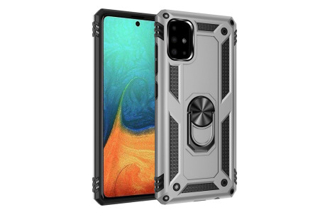 Newface Samsung Galaxy A71 Kılıf Sofya Yüzüklü Silikon Kapak - Gümüş
